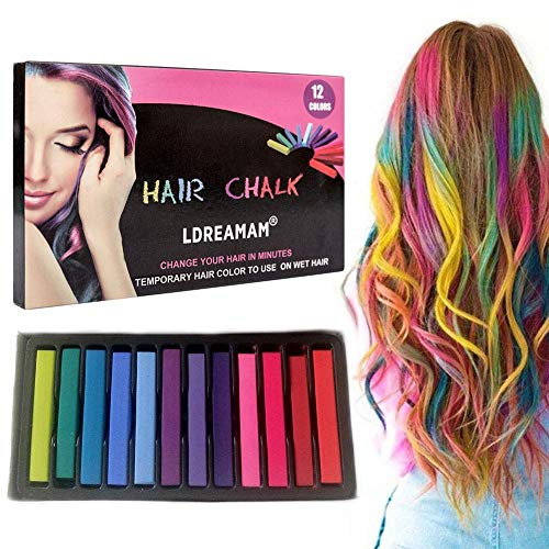 Coloración temporal Cabello, Cabello Tiza, Tinte para el cabello para niños, 12 Colores Temporal Tiza de Pelo dont have Tóxico Lavables Color de Tiza Para Niños DIY Fiesta y Cosplay