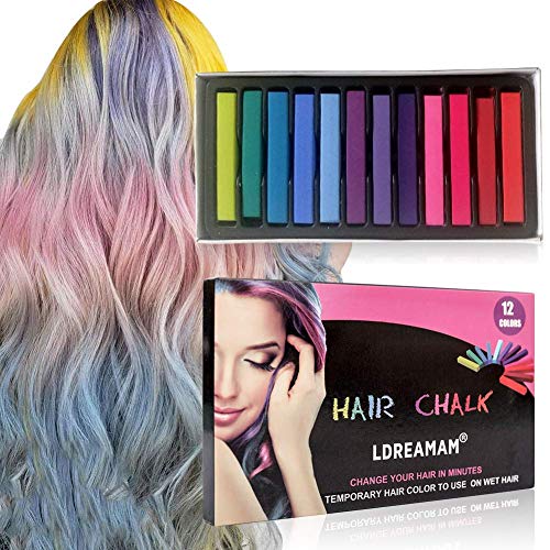 Coloración temporal Cabello, Cabello Tiza, Tinte para el cabello para niños, 12 Colores Temporal Tiza de Pelo dont have Tóxico Lavables Color de Tiza Para Niños DIY Fiesta y Cosplay