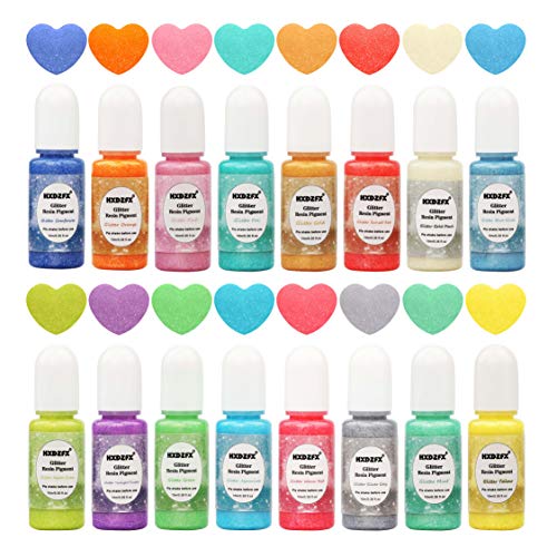 Colorante Resina Epoxi - 16 colores de brillo líquido Tinte de pigmento de perlas Cada botella 0.35 oz / 10 ml, colorante de resina líquida de color brillante para joyería de resina DIY Craft