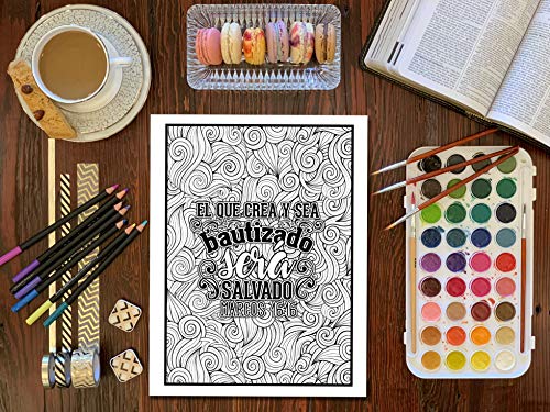Colorea el Evangelio: Un libro cristiano de colorear para adultos: Un libro religioso con 43 versículos de la Biblia para colorear
