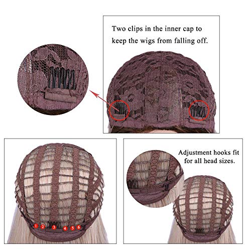 ColorfulPanda Pelucas de pelo Rubia Para Mujeres Ombre Sedosa Largo Liso Línea Peluca mujer, elegante pelo natural Bob Peluca, Dama Longitud del hombro, para Halloween Cosplay Fiesta (14 pulgadas)