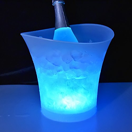 Colorido LED Luz Hielo Cubo de Champán,LED Ice Bucket 5L de alta capacidad 6 colores cambiantes Champagne Vino Bebidas Cerveza Hielo Enfriador Curva Diseño Bar Club Pub