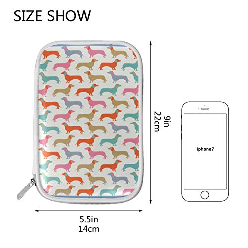 Colorido perro salchicha perros Patern estuche cosmético bolsa de gran capacidad organizador maquillaje bolsa de embrague para viajes escuela