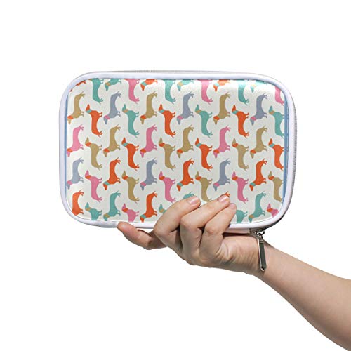 Colorido perro salchicha perros Patern estuche cosmético bolsa de gran capacidad organizador maquillaje bolsa de embrague para viajes escuela