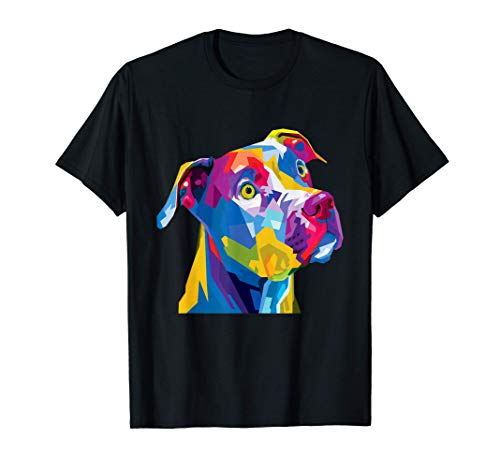 Colorido pitbull terrier Lindo perro geométrico estilo pop a Camiseta