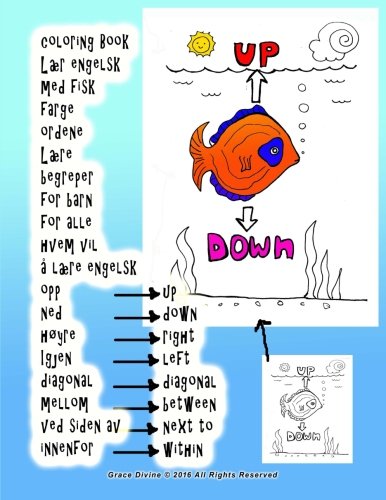 coloring Book Lær engelsk med fisk farge ordene Lære begreper for barn for alle hvem vil å lære engelsk opp ned høyre Igjen diagonal mellom ved siden av innenfor