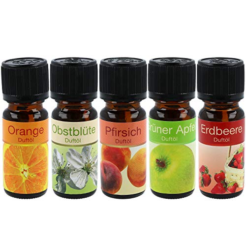 com-four® 10x Diferentes aceites aromáticos - Aroma de habitación Fruta - Aceite aromático para difusores de Aromas, humidificadores de Aire (10 Piezas - Fruta)