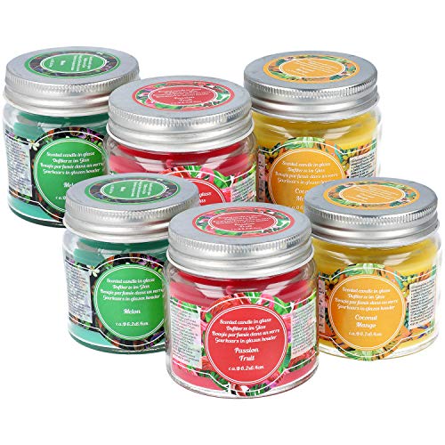 com-four® 6 Velas aromáticas engastadas en Diferentes Aromas, Velas Decorativas en el Vaso. (06-Parte - Velas perfumadas)