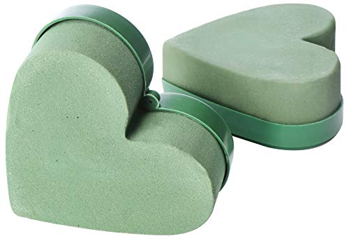 COM-FOUR® compuesto para macetas 2x para arreglos florales en forma de corazón - espuma floral para flores frescas - esponja para hacer manualidades para bodas (2 piezas - corazón pequeño)