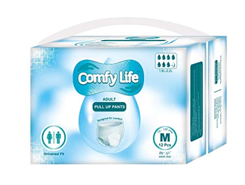 ComfyLife Premium Incontinencia Para Adultos Panales Pull Up Diaper Pants - Talla Media 12 Paquetes De Alta Ansorbencia (Descuento por cantidad disponible para clientes principales)
