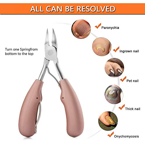 Comius Sharp 4 Piezas Manicura Cortaúñas Kit Profesional, Alicates Cortaúñas de Acero Inoxidable, Pinza de Cutícula, Cutícula Empujador, para Uñas Gruesas y Duras, Paroniquia, Hongos en Las Uñas