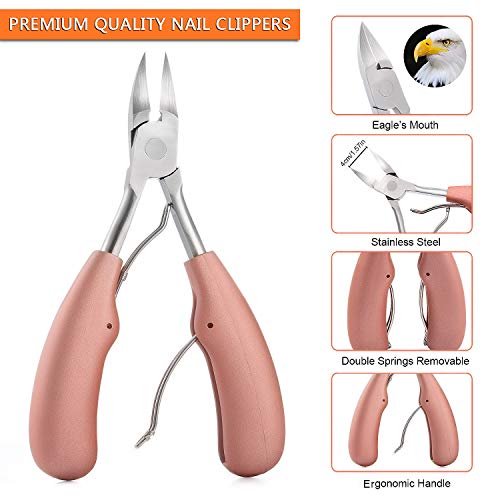 Comius Sharp 4 Piezas Manicura Cortaúñas Kit Profesional, Alicates Cortaúñas de Acero Inoxidable, Pinza de Cutícula, Cutícula Empujador, para Uñas Gruesas y Duras, Paroniquia, Hongos en Las Uñas