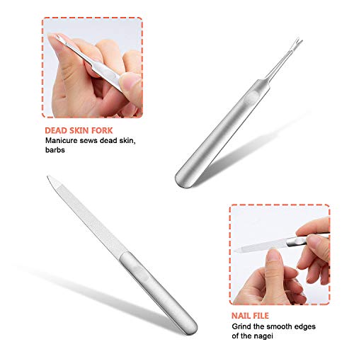 Comius Sharp 4 Piezas Manicura Cortaúñas Kit Profesional, Alicates Cortaúñas de Acero Inoxidable, Pinza de Cutícula, Cutícula Empujador, para Uñas Gruesas y Duras, Paroniquia, Hongos en Las Uñas