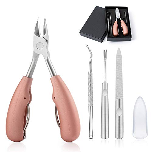 Comius Sharp 4 Piezas Manicura Cortaúñas Kit Profesional, Alicates Cortaúñas de Acero Inoxidable, Pinza de Cutícula, Cutícula Empujador, para Uñas Gruesas y Duras, Paroniquia, Hongos en Las Uñas
