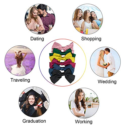 Comius Sharp Lazo Oversize Suave y Sedoso, 6 Piezas Lazos para Mujer, Cabello Elegantes Pasadores de pelo Bowknot Accesorios, Pasadores para el pelo para Mujeres y Niñas