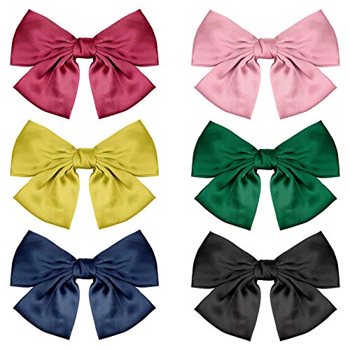 Comius Sharp Lazo Oversize Suave y Sedoso, 6 Piezas Lazos para Mujer, Cabello Elegantes Pasadores de pelo Bowknot Accesorios, Pasadores para el pelo para Mujeres y Niñas