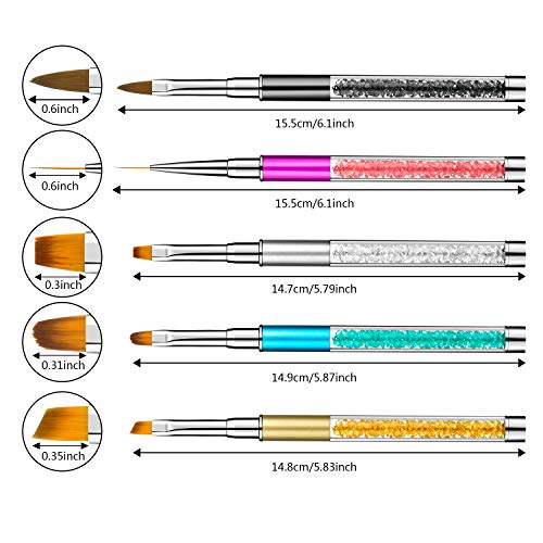 Comius Sharp Pinceles Decoracion Uñas, Kit de 5 Piezas de Plumas de Arte de Uñas, Cepillo de Esmalte Uñas, Nail Art Brushes, Pinceles Gel Uñas, Acrilicas Pinceles para Uñas de Gel Decoracion