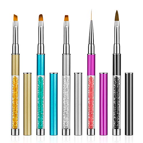 Comius Sharp Pinceles Decoracion Uñas, Kit de 5 Piezas de Plumas de Arte de Uñas, Cepillo de Esmalte Uñas, Nail Art Brushes, Pinceles Gel Uñas, Acrilicas Pinceles para Uñas de Gel Decoracion