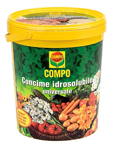 Compo - Abono hidrosoluble Universal, Alto título de Elementos nutritivos y microelementos, Ideal para Todas Las Plantas del huerto, balcón y jardín 1,2 kg, 13,2 x 13,2 x 17 cm