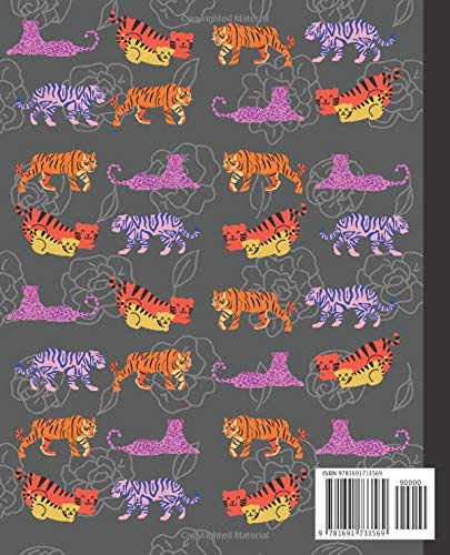 Composititon Notebook: 7.5X9.25 Inch 110 Pages Half Blank Half Wide Ruled Nifty Mother Tiger Leopard Cub Grey Floral Background Primary School ... Men Women. Draw And Write Your Own Stories