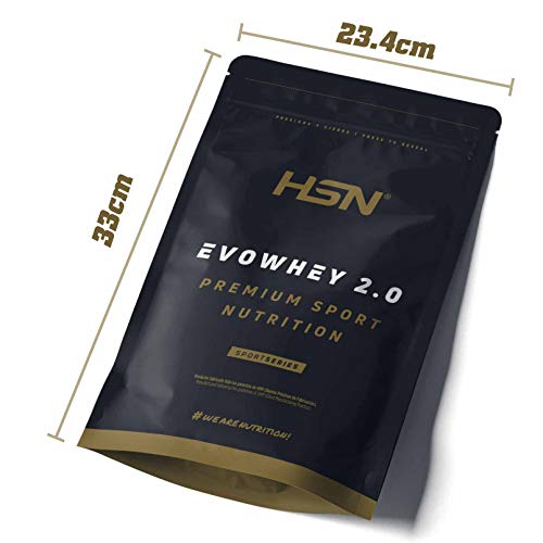 Concentrado de Proteína de Suero Evowhey Protein 2.0 de HSN | Whey Protein Concentrate| Batido de Proteínas en Polvo | Vegetariano, Sin Gluten, Sin Soja, Sabor Fresa, 500g