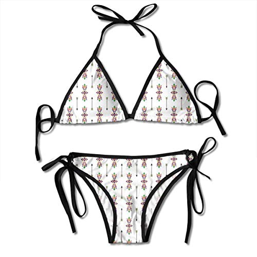 Conjunto de Bikini para Mujer, Alice en Blanco y Negro Mirando a través de Cortinas Puerta Oculta Aventura, Traje de baño de Dos Piezas