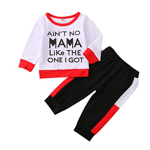 Conjunto de camiseta y pantalones de chándal para bebé con estampado de letras, para invierno