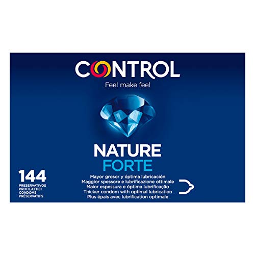 Control Forte Preservativos - Caja de condones extra fuertes - Caja de 144 unidades (pack extra grande) - Gama placer natural, lubricados, perfecta adaptabilidad