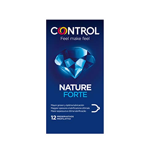 Control Preservativos Nature Forte - Caja de condones, gama placer natural, mayor grosor, lubricados, perfecta adaptabilidad, sexo seguro, 12 unidades