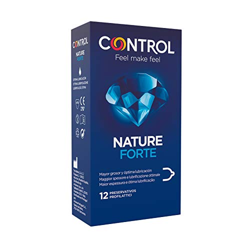 Control Preservativos Nature Forte - Caja de condones, gama placer natural, mayor grosor, lubricados, perfecta adaptabilidad, sexo seguro, 12 unidades