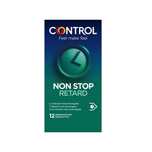 Control Preservativos Non Stop Retard - Caja de condones, efecto retardante, perfecta adaptabilidad, sexo seguro, 12 unidades