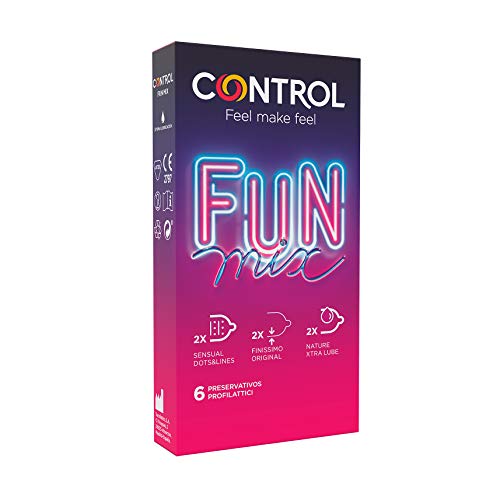 Control Preservativos Sensual Fun Mix - Caja de condones variados, lubricados, perfecta adaptabilidad, sexo seguro, 6 unidades