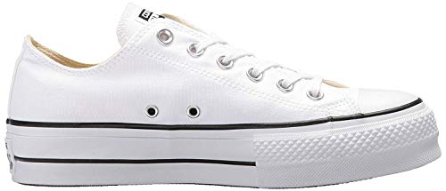 Converse Chuck Taylor CTAS Lift Ox Canvas, Zapatillas para Mujer, Blanco White Black White 102, 39 EU
