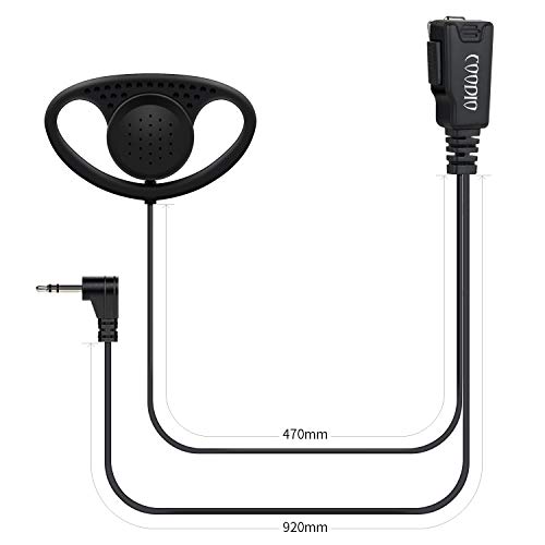 COODIO 2 x Motorola TLKR Radio Auriculares 1 Pin Forma D Micro-Auricular Micrófono Policía Microfono Seguridad y Bodyguard para Motorola TLKR Walkie Talkies Transceptor