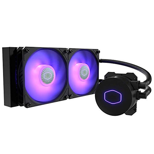 Cooler Master MasterLiquid ML240L V2 RGB Refrigeración a Liquido – Efectos Iluminación Brillantes, Bomba 3ª Generación, Radiador Superior y Doble Ventilador SickleFlow 120 mm, Color Negro