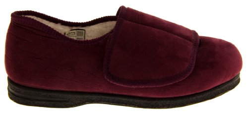 Coolers Bw28 Mujer Rojo Borgoña Correa De Velcro En Forma De Ancho Zapatillas Ortopédicos EU 38