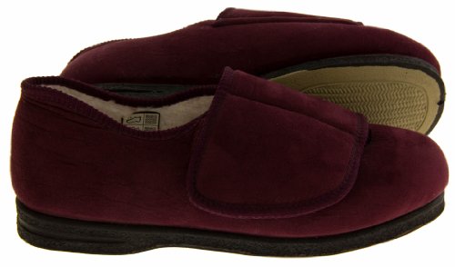 Coolers Bw28 Mujer Rojo Borgoña Correa De Velcro En Forma De Ancho Zapatillas Ortopédicos EU 38