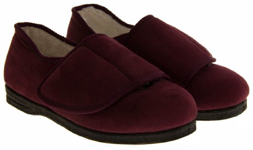 Coolers Bw28 Mujer Rojo Borgoña Correa De Velcro En Forma De Ancho Zapatillas Ortopédicos EU 38