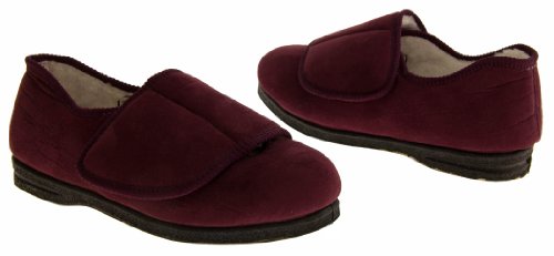 Coolers Bw28 Mujer Rojo Borgoña Correa De Velcro En Forma De Ancho Zapatillas Ortopédicos EU 38
