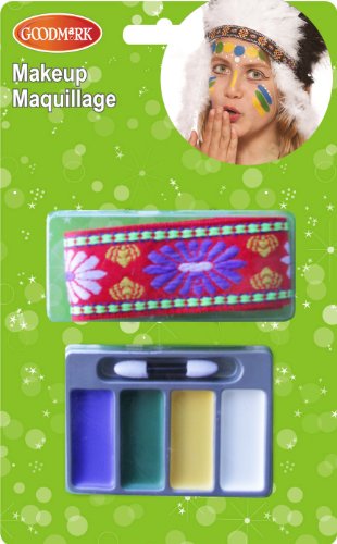 COOLMP – Juego de 3 Mini Kit de Maquillaje Indio – Talla única – Maquillaje de Fiesta, Pelo, Piel, Labios, Ojos, Carnaval, Fiesta de Disfraces, cumpleaños,