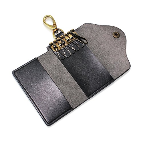 COOSUN - Funda para llaves de piel con diseño de leopardos salvajes y flores exóticas, con 6 ganchos y 2 ranuras para hombres y mujeres