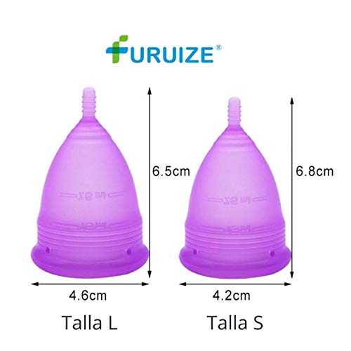 Copa Menstrual Furuize Basic con Taza de Esterilización. Silicona suave de grado médico 100%. Previene infecciones y fortalece el suelo pélvico. Alternativa saludable, económica y ecológica (Talla L)