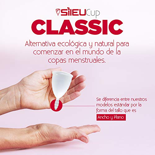 Copa Menstrual Sileu Cup Classic - Alternativa ecológica y natural a tampones y compresas - Bolsa de regalo - Talla S, Morado