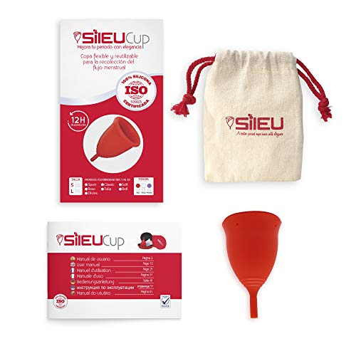 Copa Menstrual Sileu Cup Tulip - Alternativa ecológica y natural a tampones y compresas - Las mejores opiniones de nuestros clientes, recomendada por ginecólogos - Talla S, Rojo