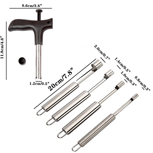 Coralpearl Coco Abridor Cuchillo Herramienta para Agua Fresca Verde Joven,Vide-pomme Remover,Descorazonador Cortador,Deshuesador de Núcleo,Removedor de Semilla de Fruta para Manzana,Cereza,Jujube (5)