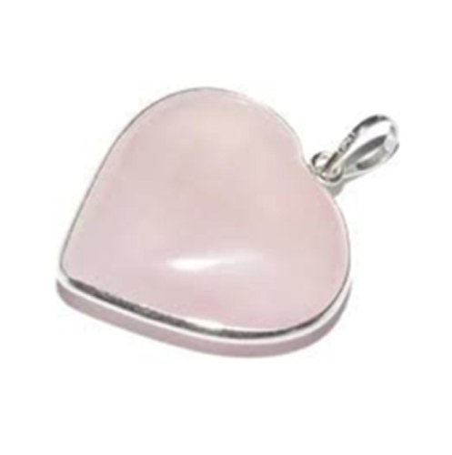 Corazón colgante de cuarzo rosa 3 cm con plata