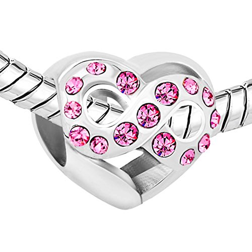 Corazón de amor infinito Pugster rosa de cristal de piedra encantos de venta de los granos de la pulsera Pandora regalos baratos de ajuste