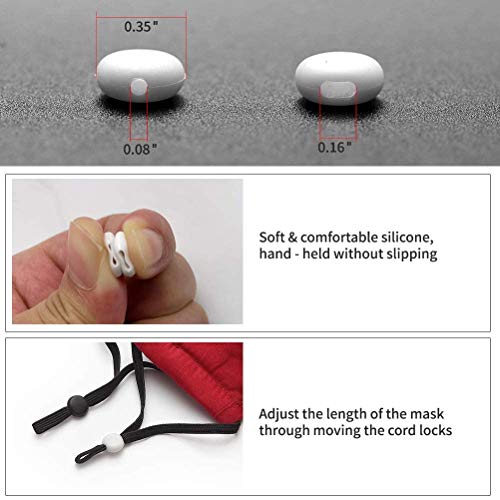 Cord Locks - Tope de cuerda de silicona para ajustador de banda elástica, antideslizante, cierre de cordón ajustable, 100 unidades (blanco)