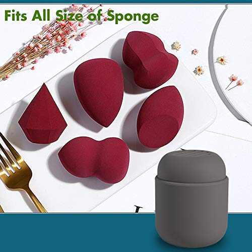 CORNERIA Caja para Beauty Blender - Estuche de viaje Beauty Sponge Blender, Estuche de esponja de silicona reutilizable y lavable (Gris)