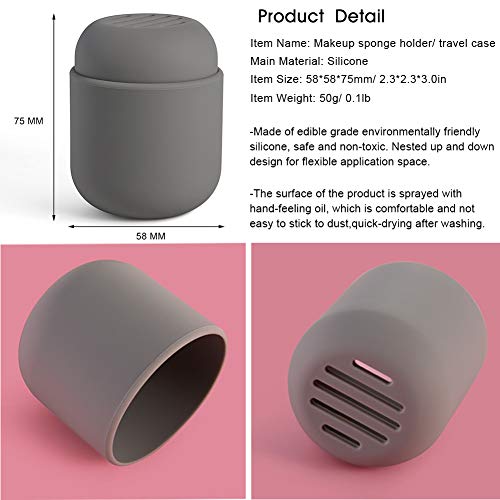 CORNERIA Caja para Beauty Blender - Estuche de viaje Beauty Sponge Blender, Estuche de esponja de silicona reutilizable y lavable (Gris)